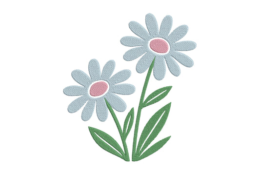 Blue Daisy Embroidery Design – Beautiful Blue Daisy Flower Machine Embroidery Pattern, Elegant Floral Embroidery Design