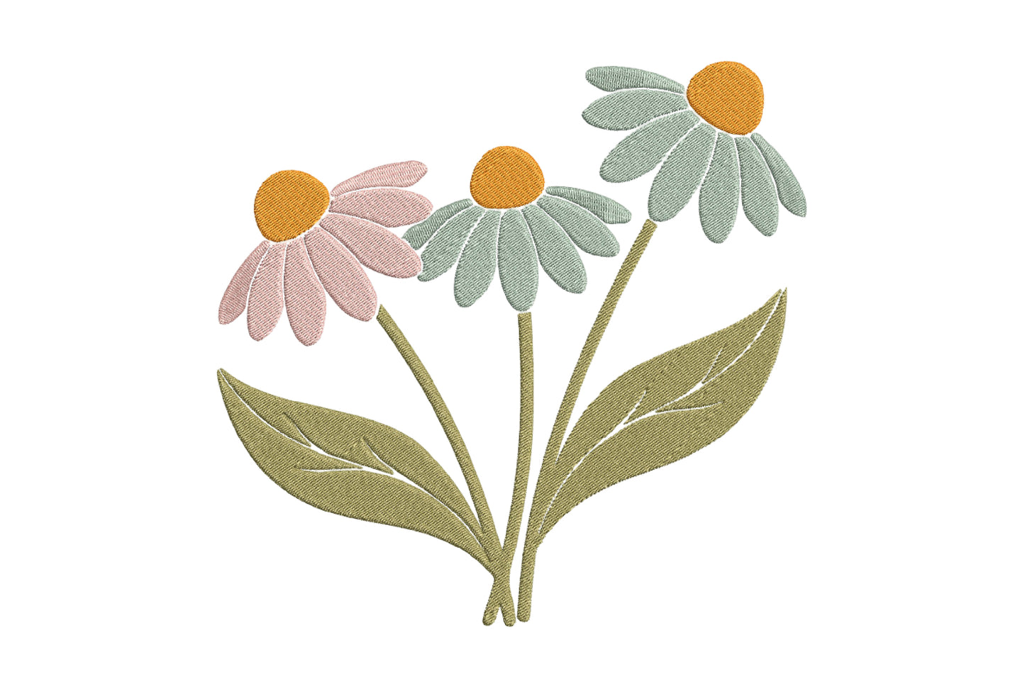 Daisies Embroidery Design – Beautiful Daisy Flower Machine Embroidery Pattern, Elegant Floral Embroidery Design