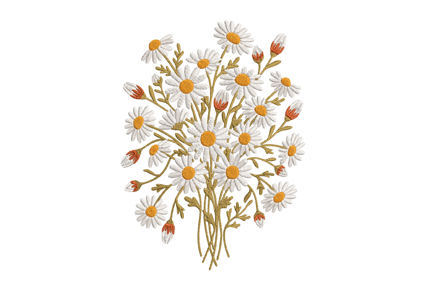 Daisies Embroidery Design – Beautiful Daisy Flower Machine Embroidery Pattern, Elegant Floral Embroidery Design