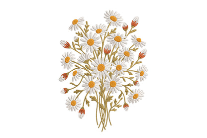 Daisies Embroidery Design – Beautiful Daisy Flower Machine Embroidery Pattern, Elegant Floral Embroidery Design