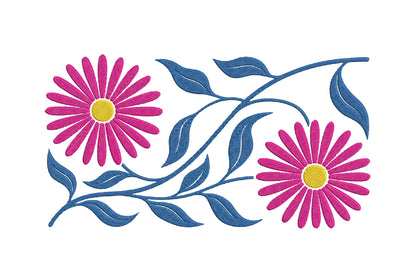 Daisy Flowers Embroidery Design – Beautiful Daisy Floral Machine Embroidery Pattern, Elegant Flower Embroidery Design