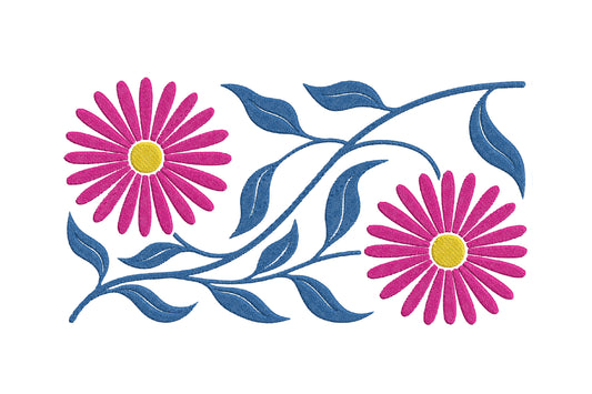 Daisy Flowers Embroidery Design – Beautiful Daisy Floral Machine Embroidery Pattern, Elegant Flower Embroidery Design