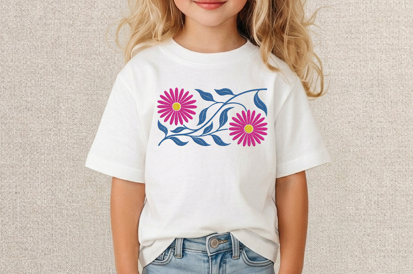 Daisy Flowers Embroidery Design – Beautiful Daisy Floral Machine Embroidery Pattern, Elegant Flower Embroidery Design