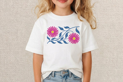 Daisy Flowers Embroidery Design – Beautiful Daisy Floral Machine Embroidery Pattern, Elegant Flower Embroidery Design