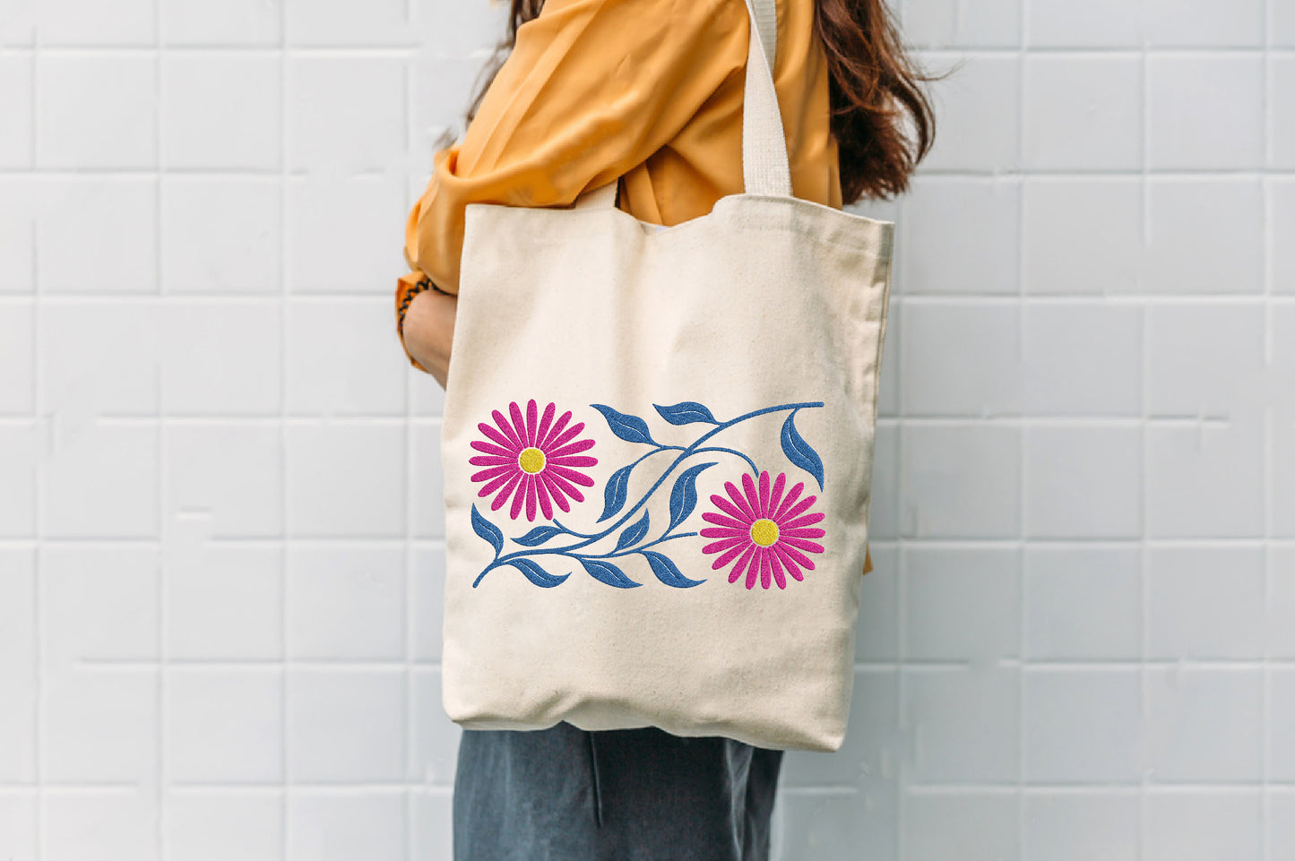 Daisy Flowers Embroidery Design – Beautiful Daisy Floral Machine Embroidery Pattern, Elegant Flower Embroidery Design