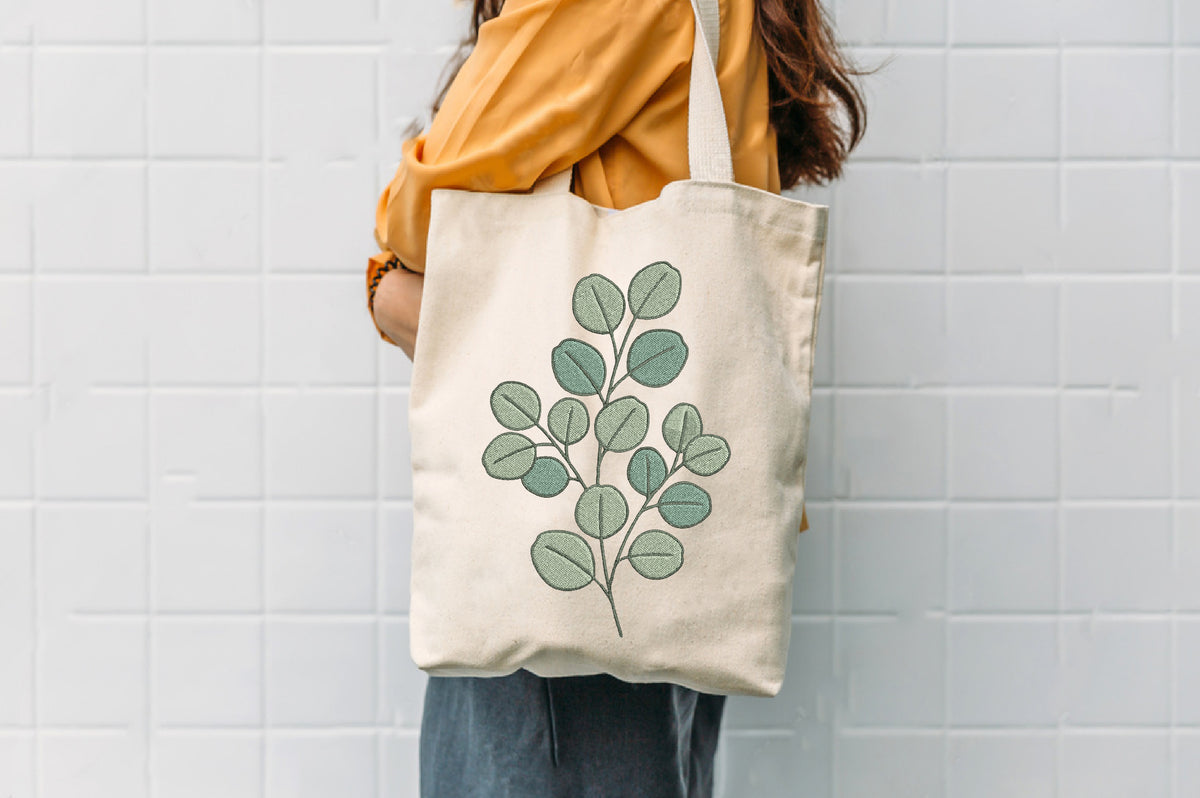 Eucalyptus Embroidery Design – Beautiful Eucalyptus Leaf Machine Embroidery Pattern, Botanical & Nature Floral Embroidery Design