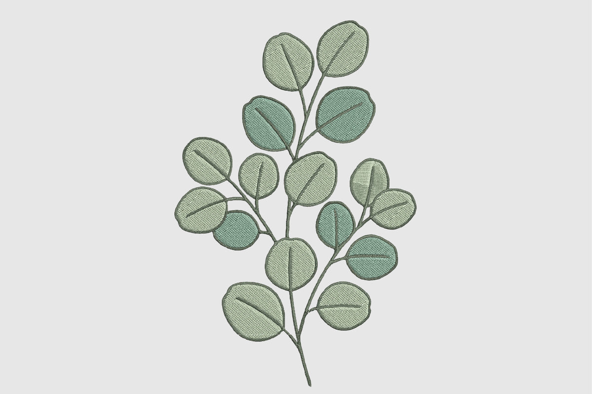 Eucalyptus Embroidery Design – Beautiful Eucalyptus Leaf Machine Embroidery Pattern, Botanical & Nature Floral Embroidery Design