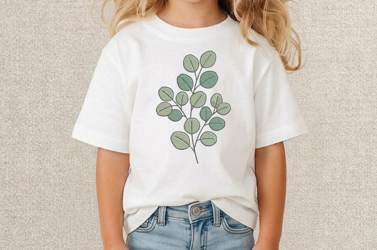 Eucalyptus Embroidery Design – Beautiful Eucalyptus Leaf Machine Embroidery Pattern, Botanical & Nature Floral Embroidery Design