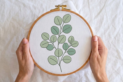 Eucalyptus Embroidery Design – Beautiful Eucalyptus Leaf Machine Embroidery Pattern, Botanical & Nature Floral Embroidery Design