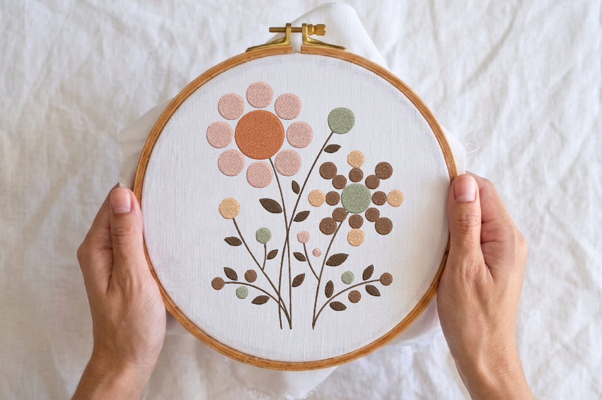 Floral Embroidery Design – Beautiful Flower Machine Embroidery Pattern, Elegant Botanical & Nature Embroidery Design
