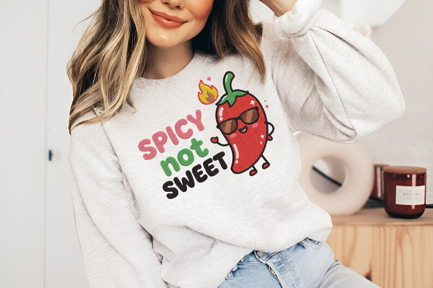 Funny Red Chili Pepper Embroidery Design – Cute Chili Pepper Machine Embroidery Pattern, Spicy Food Embroidery Design