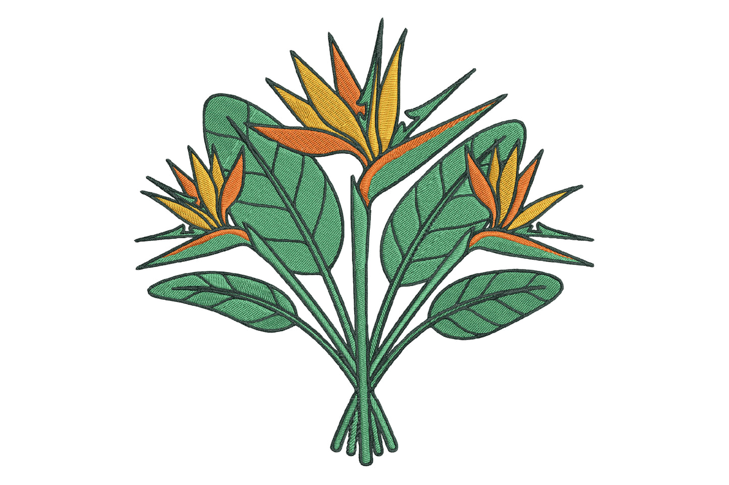 Paradise Flowers Embroidery Design – Beautiful Tropical Floral Machine Embroidery Pattern, Elegant Paradise Flower Embroidery Design