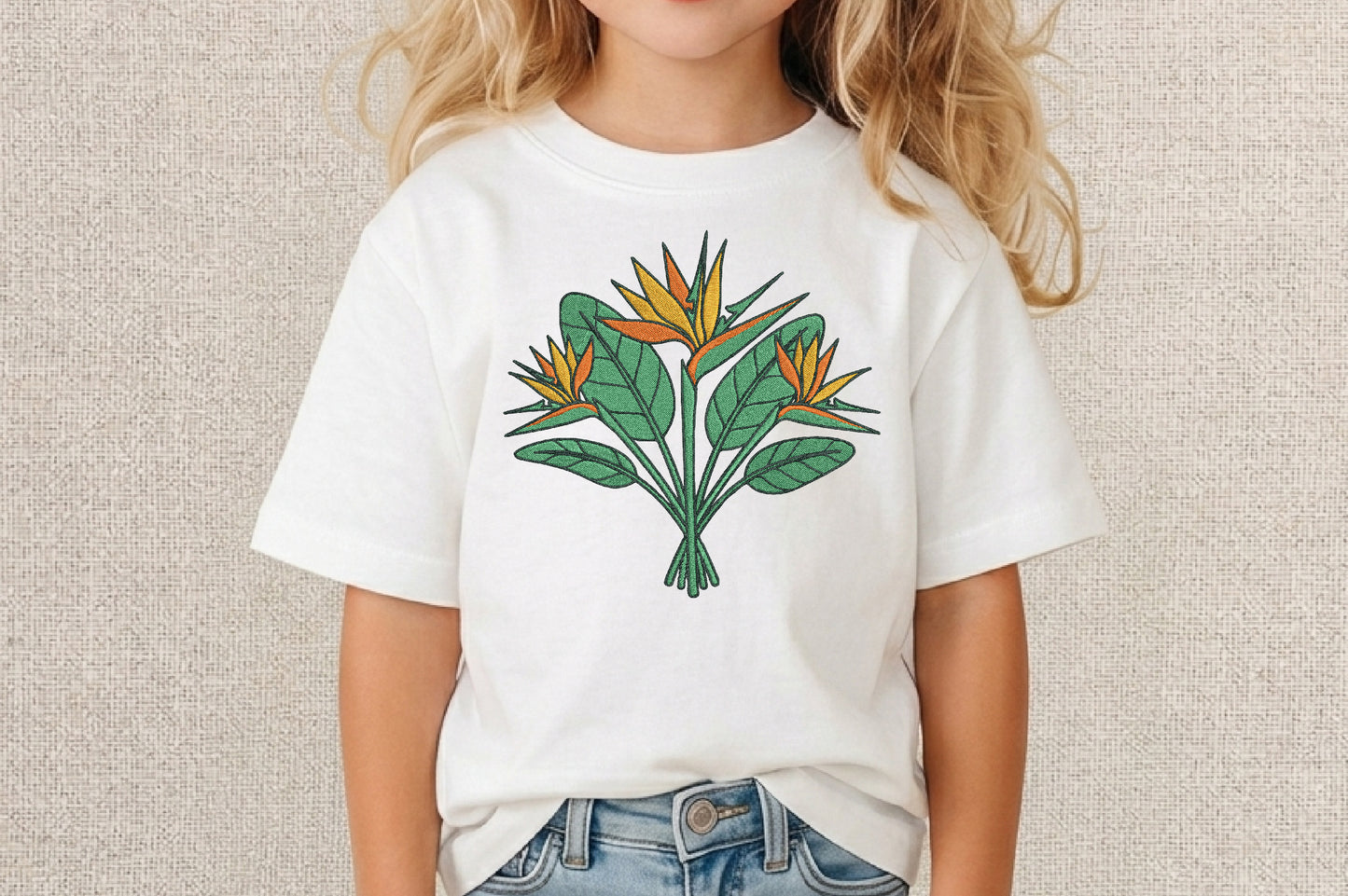 Paradise Flowers Embroidery Design – Beautiful Tropical Floral Machine Embroidery Pattern, Elegant Paradise Flower Embroidery Design