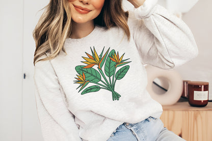 Paradise Flowers Embroidery Design – Beautiful Tropical Floral Machine Embroidery Pattern, Elegant Paradise Flower Embroidery Design