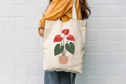 Red Anthurium Plant Embroidery Design – Beautiful Anthurium Flower Machine Embroidery Pattern, Tropical Botanical Embroidery Design
