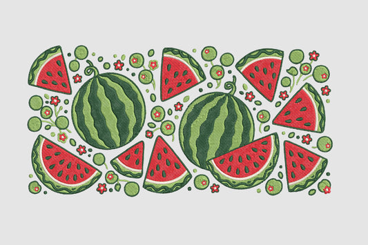 Summer Watermelon Embroidery Design – Cute Watermelon Machine Embroidery Pattern, Fresh Summer Fruit & Tropical Embroidery Design