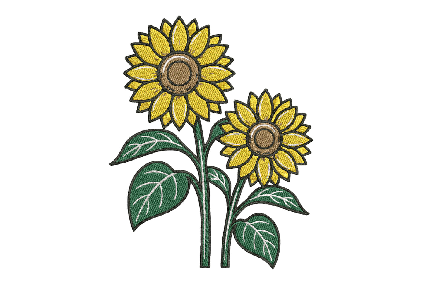 Sunflowers Embroidery Design – Beautiful Sunflower Machine Embroidery Pattern, Elegant Floral Embroidery Design