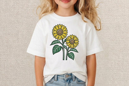 Sunflowers Embroidery Design – Beautiful Sunflower Machine Embroidery Pattern, Elegant Floral Embroidery Design