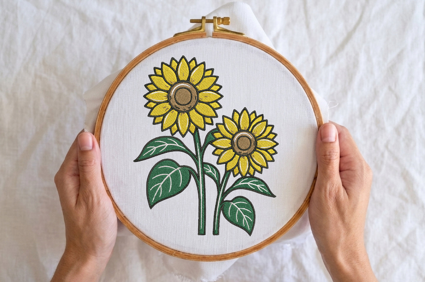 Sunflowers Embroidery Design – Beautiful Sunflower Machine Embroidery Pattern, Elegant Floral Embroidery Design