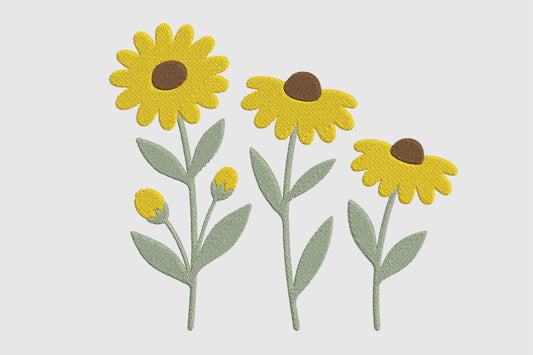Yellow Daisies Embroidery Design – Beautiful Daisy Flower Machine Embroidery Pattern, Floral & Spring Nature Embroidery Design