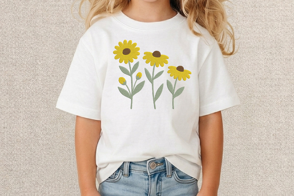 Yellow Daisies Embroidery Design – Beautiful Daisy Flower Machine Embroidery Pattern, Floral & Spring Nature Embroidery Design