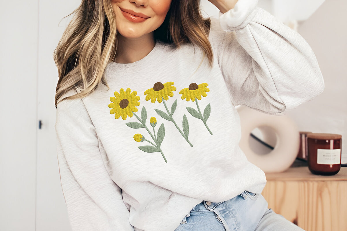 Yellow Daisies Embroidery Design – Beautiful Daisy Flower Machine Embroidery Pattern, Floral & Spring Nature Embroidery Design