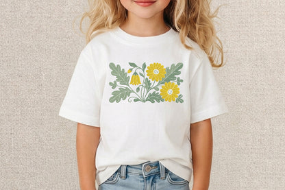 Yellow Flowers Embroidery Design – Beautiful Yellow Floral Machine Embroidery Pattern, Elegant Flower Embroidery Design