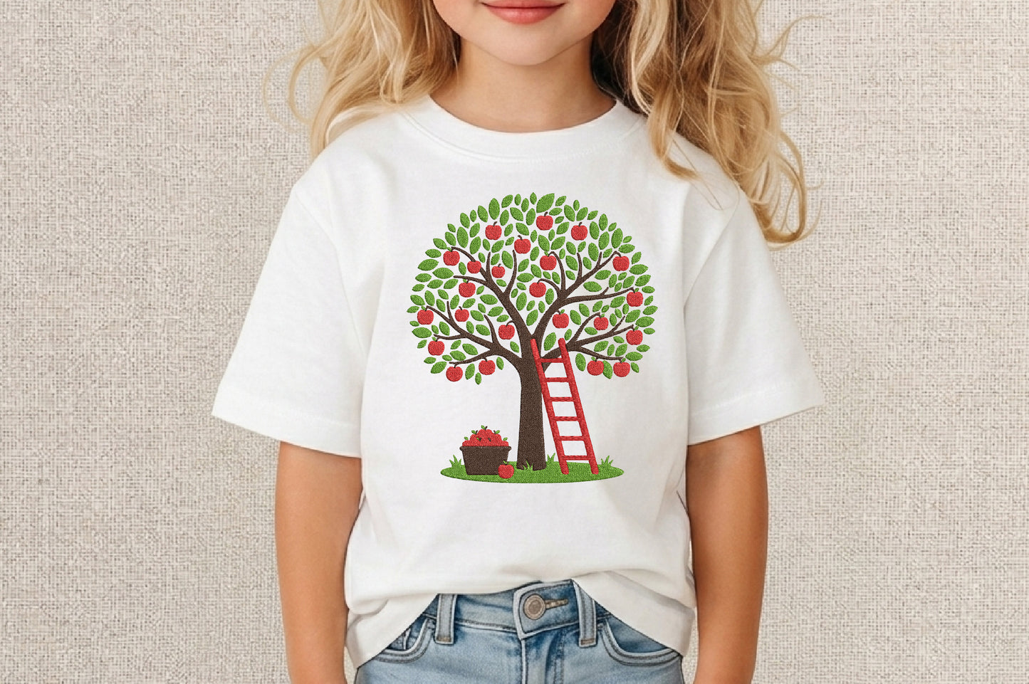 Apple Tree Embroidery Design – Beautiful Apple Tree Machine Embroidery Pattern, Cute Fruit & Nature Embroidery Design