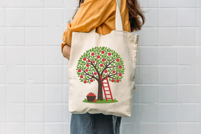 Apple Tree Embroidery Design – Beautiful Apple Tree Machine Embroidery Pattern, Cute Fruit & Nature Embroidery Design