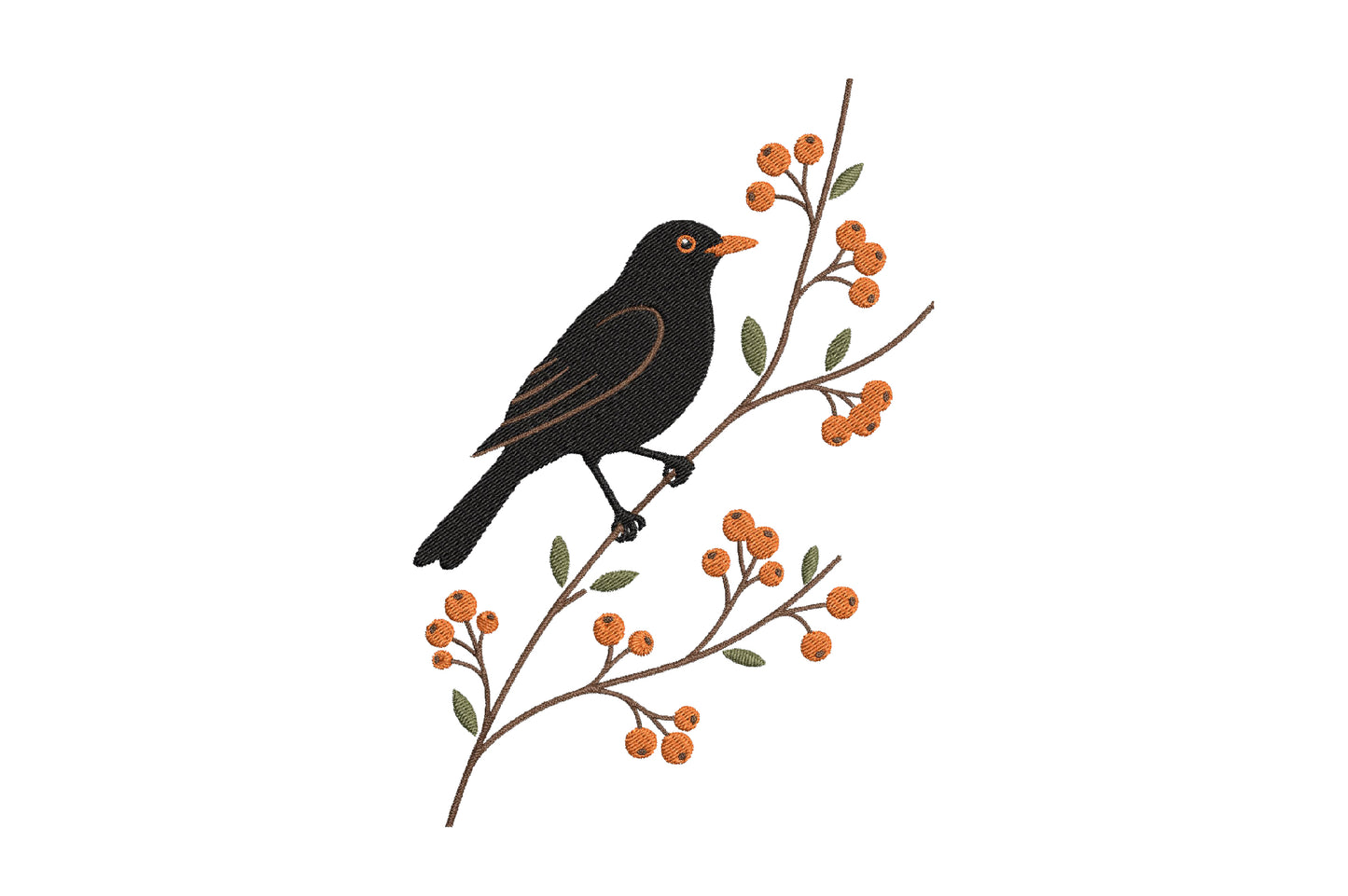 Black Bird Embroidery Design – Elegant Black Bird Machine Embroidery Pattern, Beautiful Bird Embroidery Design