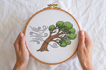 Blowing a Large Tree Embroidery Design – Beautiful Tree Machine Embroidery Pattern, Nature & Botanical Embroidery Design