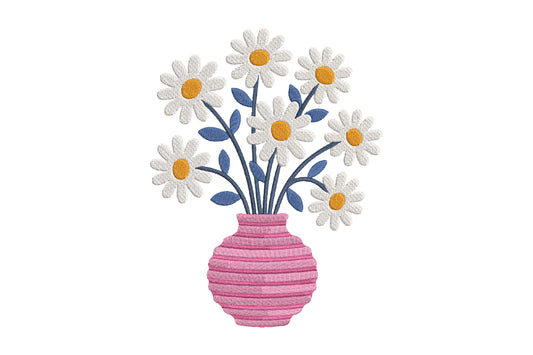 Bouquet of White Daisies Embroidery Design – Beautiful Daisy Flower Machine Embroidery Pattern, Elegant Floral Bouquet Embroidery Design