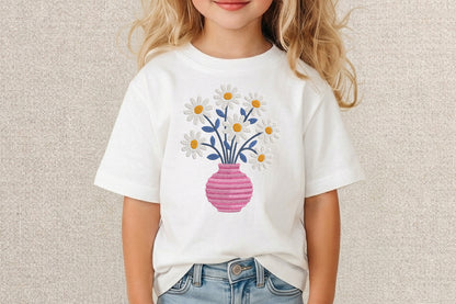 Bouquet of White Daisies Embroidery Design – Beautiful Daisy Flower Machine Embroidery Pattern, Elegant Floral Bouquet Embroidery Design