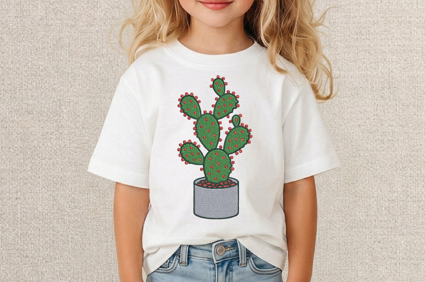 Cactus Embroidery Design – Cute Cactus Machine Embroidery Pattern, Desert Botanical Embroidery Design