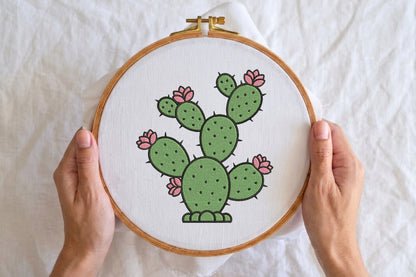 Cactus Embroidery Design – Cute Cactus Machine Embroidery Pattern, Desert Botanical Embroidery Design