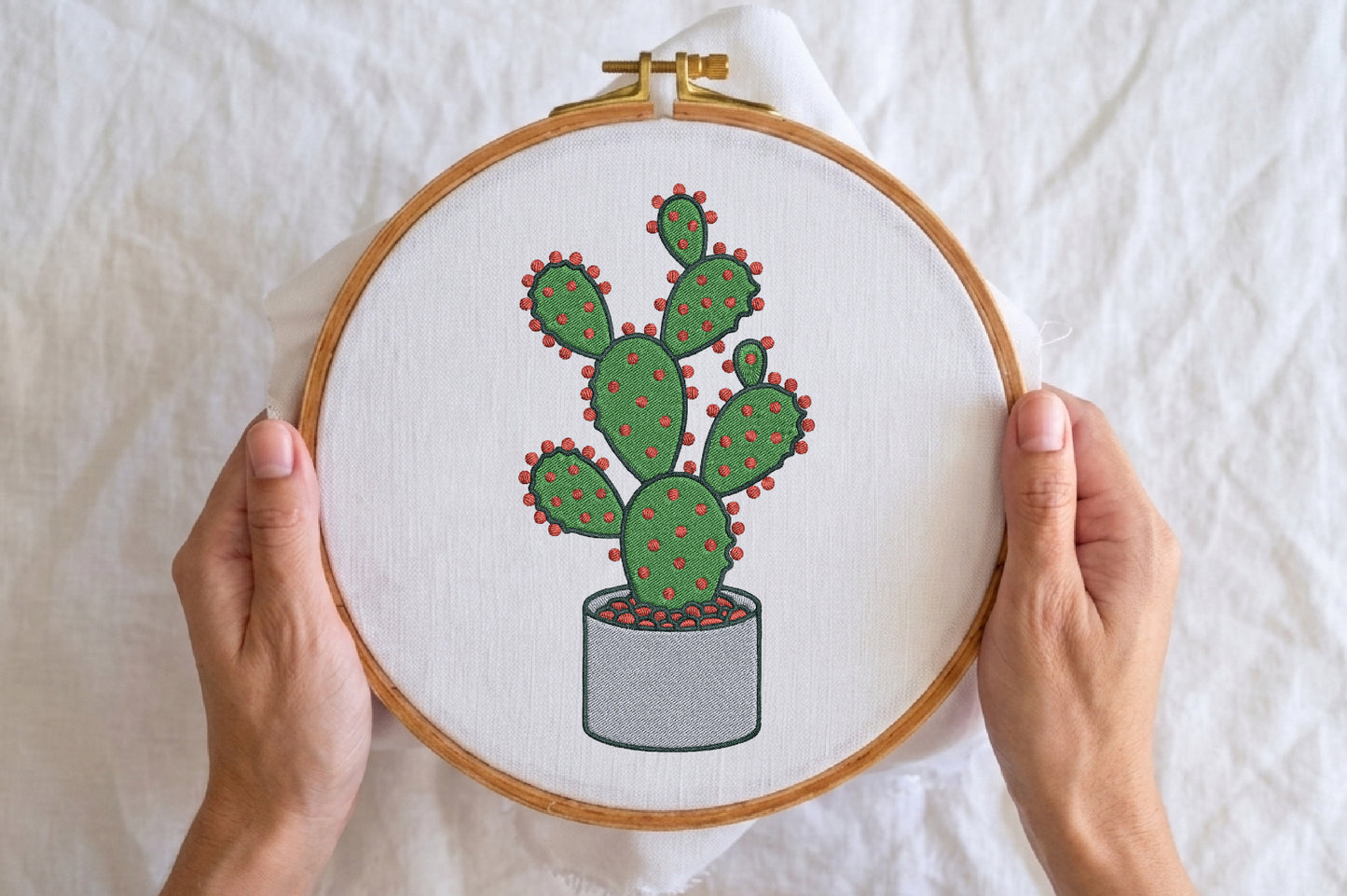 Cactus Embroidery Design – Cute Cactus Machine Embroidery Pattern, Desert Botanical Embroidery Design