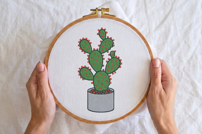 Cactus Embroidery Design – Cute Cactus Machine Embroidery Pattern, Desert Botanical Embroidery Design