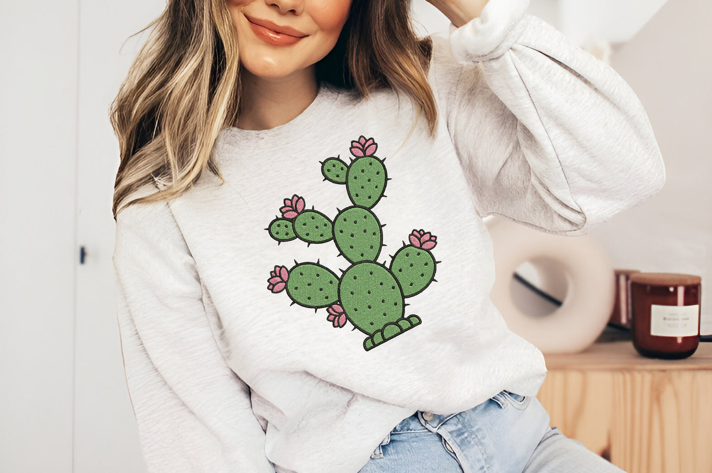 Cactus Embroidery Design – Cute Cactus Machine Embroidery Pattern, Desert Botanical Embroidery Design