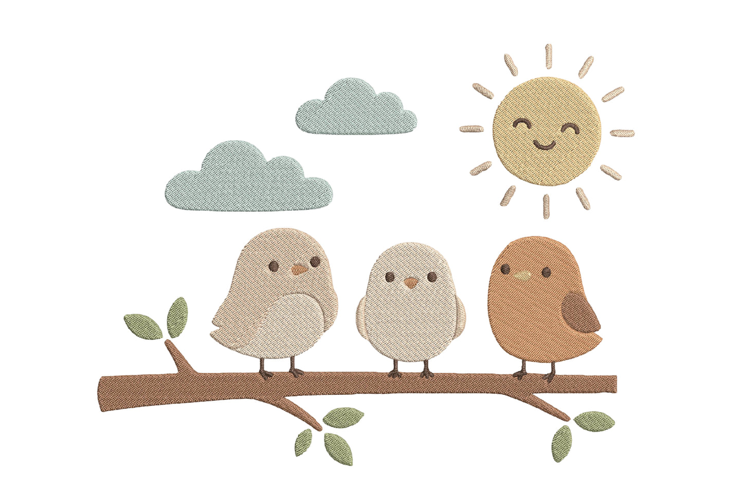 Cute Birds Embroidery Design – Adorable Bird Machine Embroidery Pattern, Sweet Floral Bird Embroidery Design
