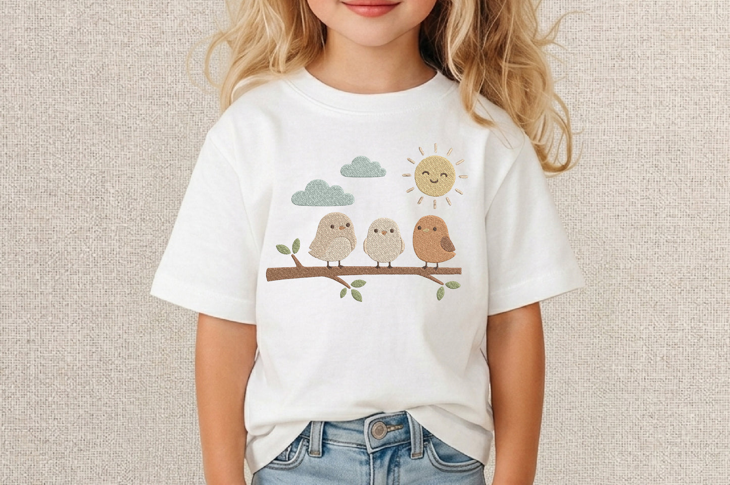 Cute Birds Embroidery Design – Adorable Bird Machine Embroidery Pattern, Sweet Floral Bird Embroidery Design