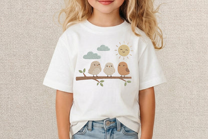 Cute Birds Embroidery Design – Adorable Bird Machine Embroidery Pattern, Sweet Floral Bird Embroidery Design