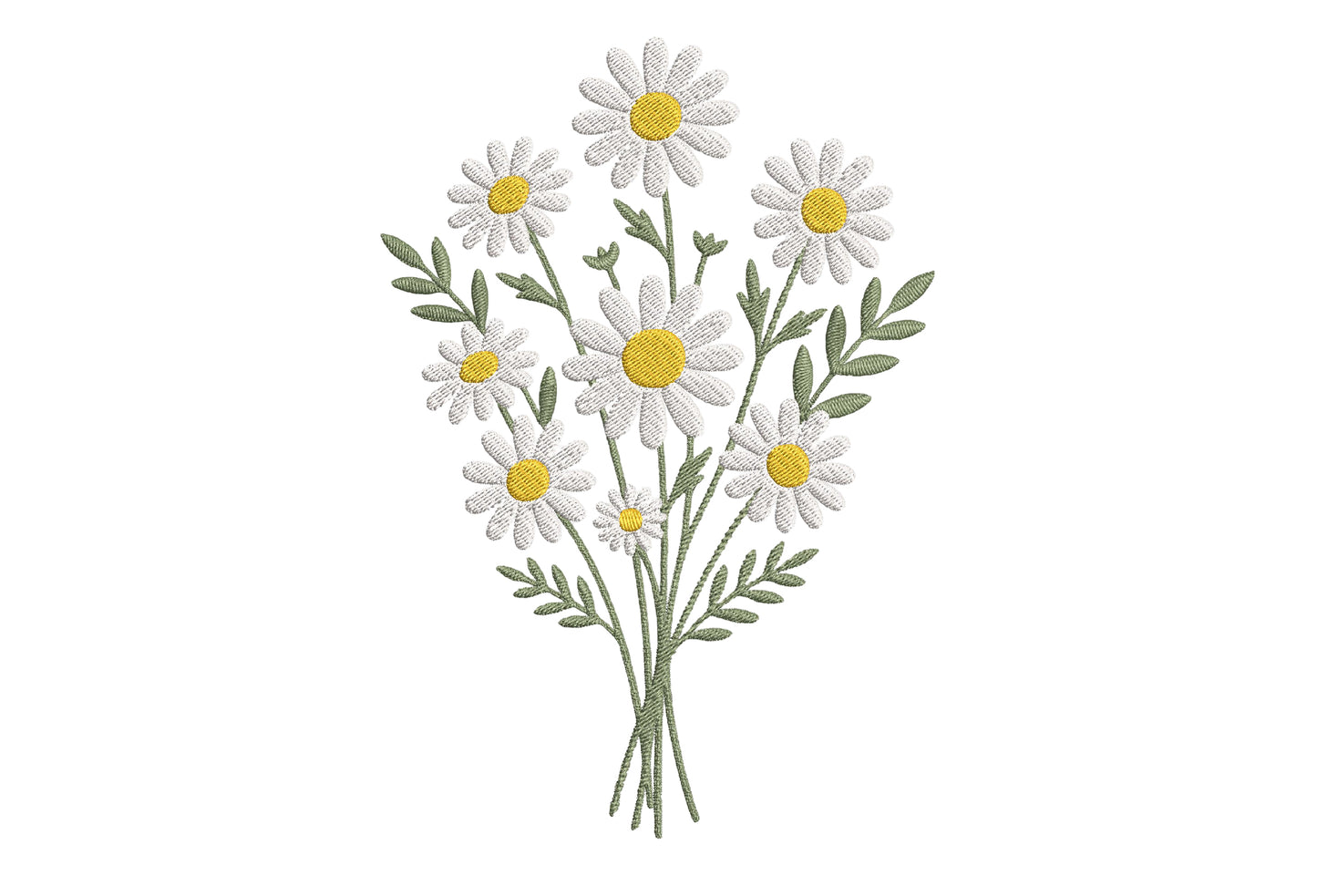 Daisies Embroidery Design – Beautiful Daisy Flower Machine Embroidery Pattern, Elegant Floral Embroidery Design