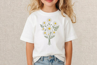 Daisies Embroidery Design – Beautiful Daisy Flower Machine Embroidery Pattern, Elegant Floral Embroidery Design