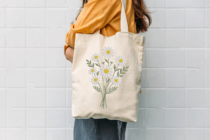 Daisies Embroidery Design – Beautiful Daisy Flower Machine Embroidery Pattern, Elegant Floral Embroidery Design