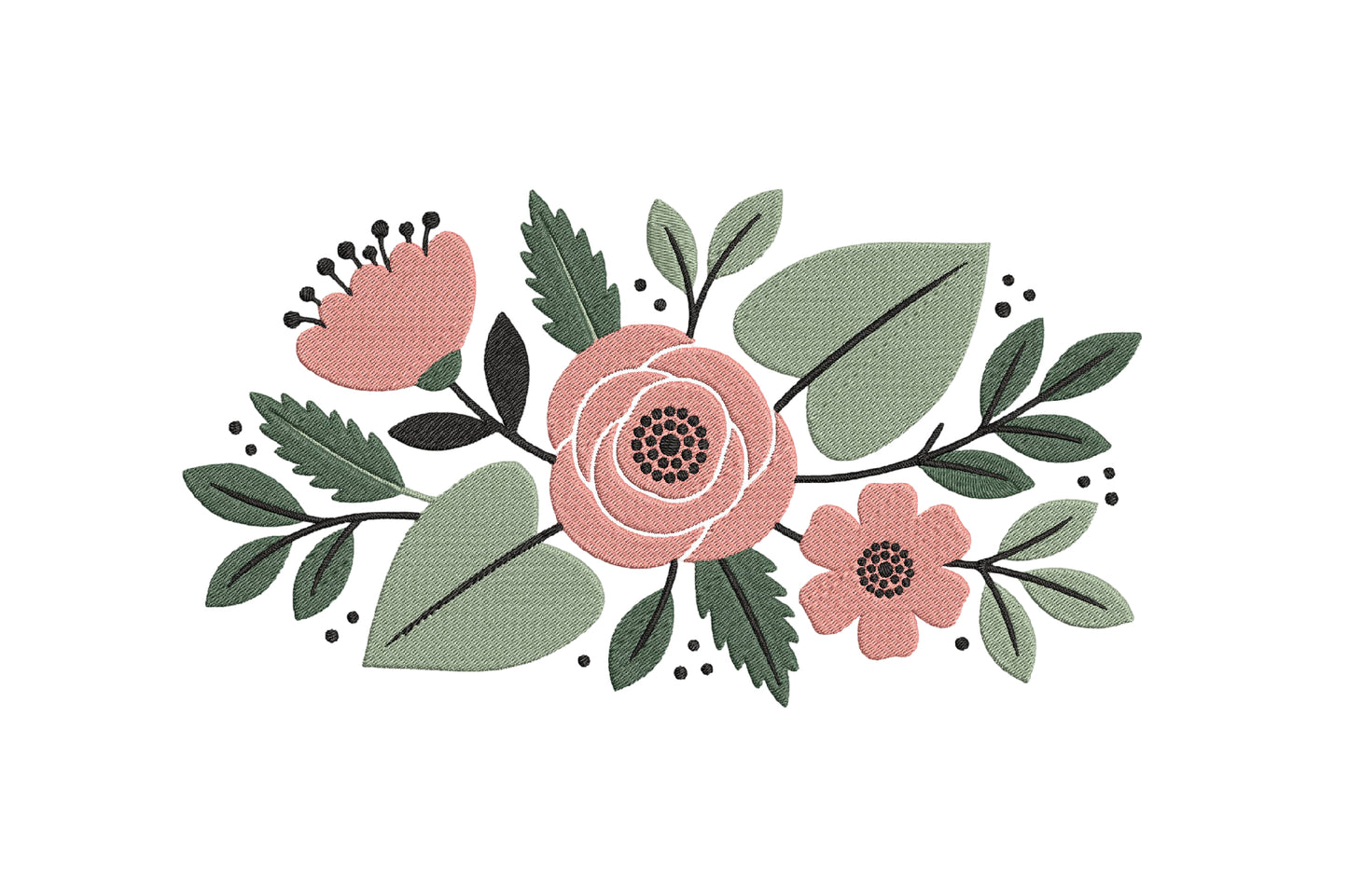 Flowers Embroidery Design – Beautiful Floral Machine Embroidery Pattern, Elegant Flower Embroidery Design