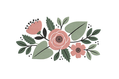 Flowers Embroidery Design – Beautiful Floral Machine Embroidery Pattern, Elegant Flower Embroidery Design