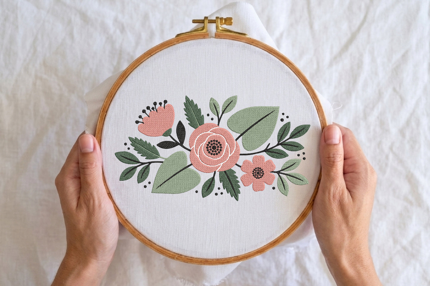 Flowers Embroidery Design – Beautiful Floral Machine Embroidery Pattern, Elegant Flower Embroidery Design