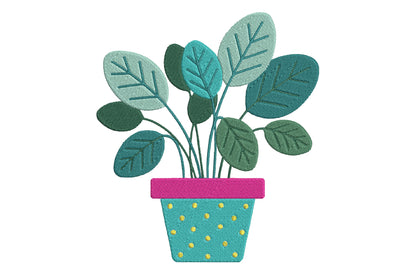 Houseplant Embroidery Design – Cute Houseplant Machine Embroidery Pattern, Botanical Plant Embroidery Design