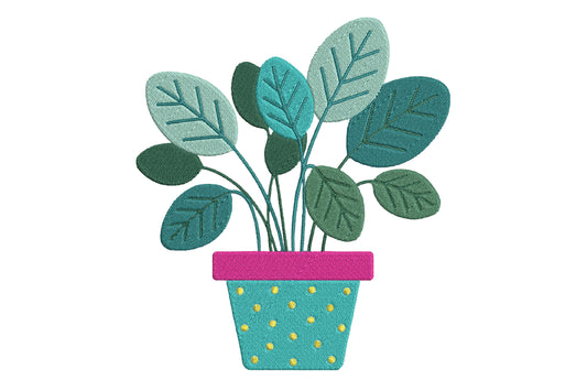 Houseplant Embroidery Design – Cute Houseplant Machine Embroidery Pattern, Botanical Plant Embroidery Design