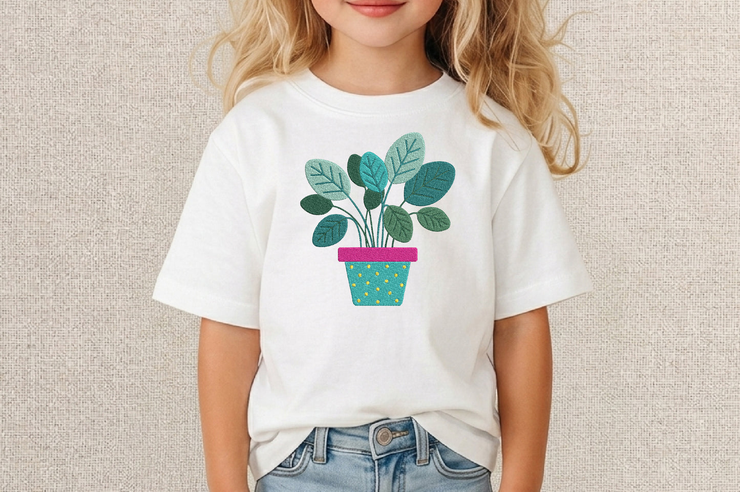 Houseplant Embroidery Design – Cute Houseplant Machine Embroidery Pattern, Botanical Plant Embroidery Design